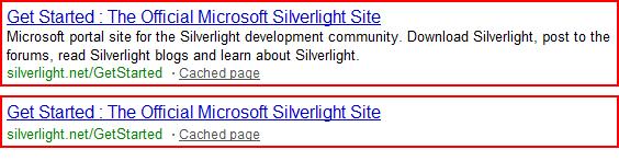 搜索引擎结果页，有meta描述标签与没有meta描述标签